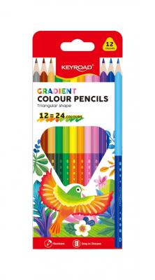 Kredki ołówkowe gradientowe 12 kolorów. Wydawca: Keyroad. SmakLiter.pl Opakowanie Kredki ołówkowe gradientowe 12 kolorów
