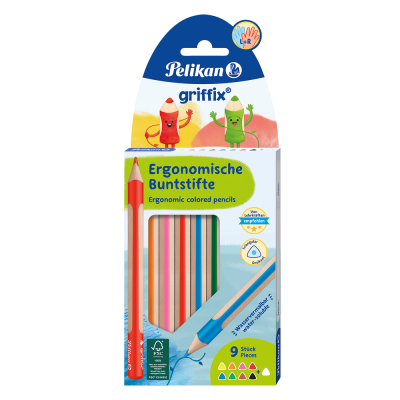 Opakowanie Kredki ołówkowe trójkątne Griffix 9 kolorów