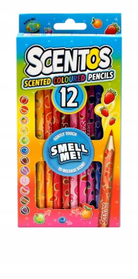 Kredki pachnące ołówkowe 12szt. Wydawca: Scentos. SmakLiter.pl Opakowanie Kredki pachnące ołówkowe 12szt