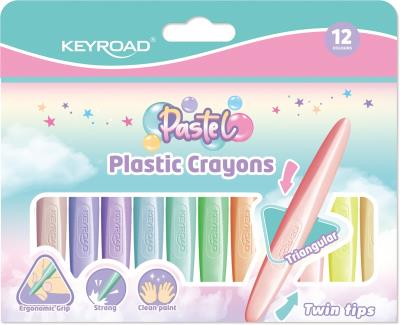 Kredki świecowe KEYROAD pastelowe dwustronne plastikowe 12 kolorów. Wydawca: Keyroad. SmakLiter.pl Opakowanie Kredki świecowe KEYROAD pastelowe dwustronne plastikowe 12 kolorów