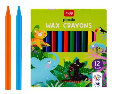 Opakowanie Kredki świecowe plastikowe 12 kolorów EASY