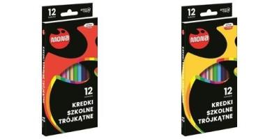 Opakowanie Kredki szkolne trójkątne 12 kolorów MONA