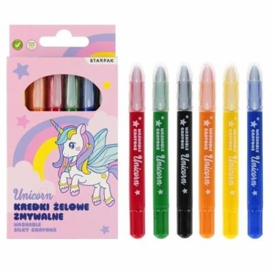 Opakowanie Kredki zmywalne 6 kolorów Unicorn