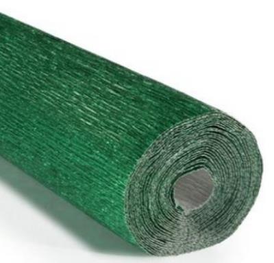 Krepina 50x250cm 180g metalizowana zielona. Wydawca: Alfa Pastello. SmakLiter.pl Opakowanie Krepina 50x250cm 180g metalizowana zielona