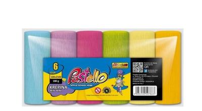 Krepina mini 10x250cm 180g 6 kolorów pastelowych. Wydawca: Alfa Pastello. SmakLiter.pl Opakowanie Krepina mini 10x250cm 180g 6 kolorów pastelowych