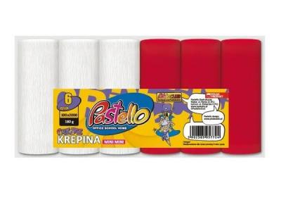 Krepina mini 10x250cm 180g biało-czerwony 6szt. Wydawca: Alfa Pastello. SmakLiter.pl Opakowanie Krepina mini 10x250cm 180g biało-czerwony 6szt
