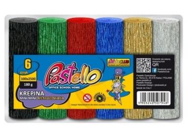Krepina mini 10x250cm 180g metal. pastel 6szt. Wydawca: Alfa Pastello. SmakLiter.pl Opakowanie Krepina mini 10x250cm 180g metal. pastel 6szt
