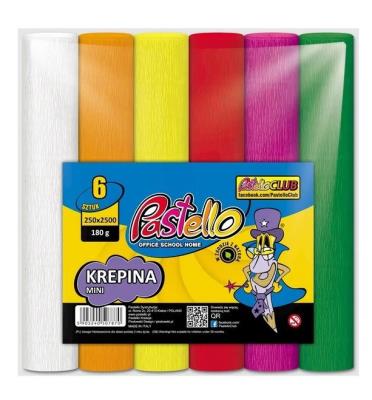 Krepina mini 20x250cm 180g 6 kolorów intensywnych. Wydawca: Alfa Pastello. SmakLiter.pl Opakowanie Krepina mini 20x250cm 180g 6 kolorów intensywnych