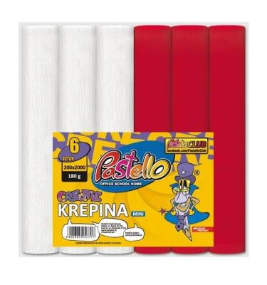 Krepina mini 20x250cm 180g biało-czerwona 6szt. Wydawca: Alfa Pastello. SmakLiter.pl Opakowanie Krepina mini 20x250cm 180g biało-czerwona 6szt