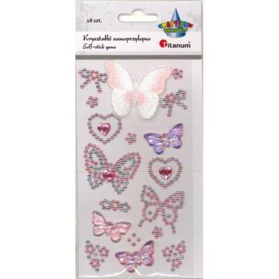 Opakowanie Kryształki samoprzylepne motyle różowe 18szt