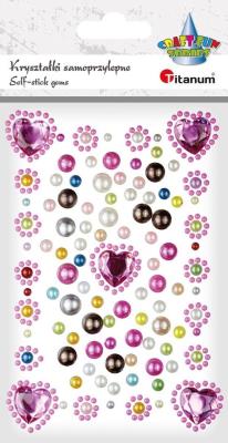 Opakowanie Kryształki samoprzylepne serca perełki fuksjowe