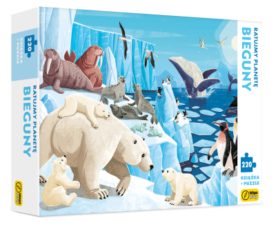 Okładka książki Książka i puzzle Ratujmy planetę bieguny 220 elementów