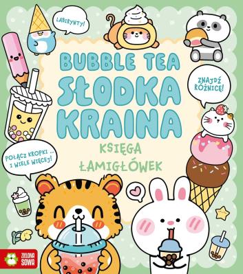 Księga łamigłówek. Bubble tea. Słodka kraina. Autor: Em Bruce. SmakLiter.pl Okładka książki Księga łamigłówek. Bubble tea. Słodka kraina