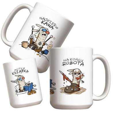 Opakowanie Kubek - Kawa, książka, robota 440ml