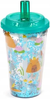 Kubek z podwójnymi ściankami ze słomką i pokrywką. Wydawca: PUCKATOR. SmakLiter.pl Opakowanie Kubek z podwójnymi ściankami ze słomką i pokrywką