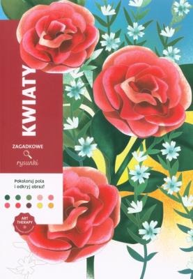 Kwiaty. Art therapy. Kolorowanka antystresowa. Zagadkowe rysunki. Autor: Charlotte Mendes. SmakLiter.pl Okładka książki Kwiaty. Art therapy. Kolorowanka antystresowa. Zagadkowe rysunki