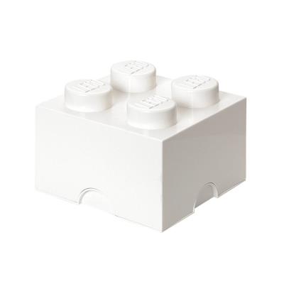 Lego pojemnik klocek czwórka biały. Wydawca: NHG. SmakLiter.pl Opakowanie Lego pojemnik klocek czwórka biały