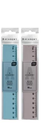 Linijka kolorowa 15cm Academy mix. Wydawca: INTERDRUK. SmakLiter.pl Opakowanie Linijka kolorowa 15cm Academy mix