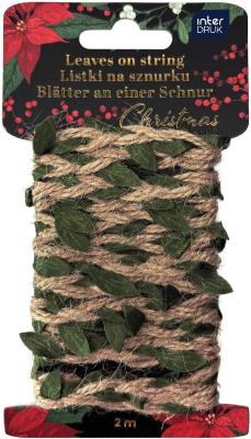 Opakowanie Listki na naturalnym sznurku 2m Christmas