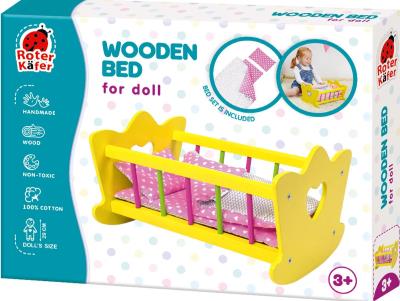 Opakowanie Łóżeczko drewniane małe z akcesoriami do spania RW1205