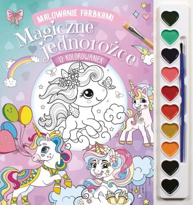 Magiczne jednorożce. Malowanie farbkami. Autor: Izabella Sieńko-Holewa. SmakLiter.pl Okładka książki Magiczne jednorożce. Malowanie farbkami