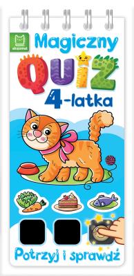 Magiczny quiz 4-latka. Potrzyj i sprawdź!. Autor: Sylwia Kajdana. SmakLiter.pl Okładka książki Magiczny quiz 4-latka. Potrzyj i sprawdź!