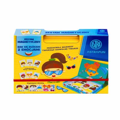 Magnetyczny zestaw Astrafun baw się buźkami z emocjami w pudełku z rączką 45 elementów. Wydawca: ASTRA art-pap. SmakLiter.pl Opakowanie Magnetyczny zestaw Astrafun baw się buźkami z emocjami w pudełku z rączką 45 elementów