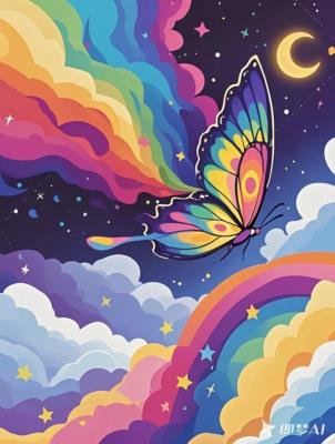 Opakowanie Malowanie po numerach 40x50cm Tęczowy motyl