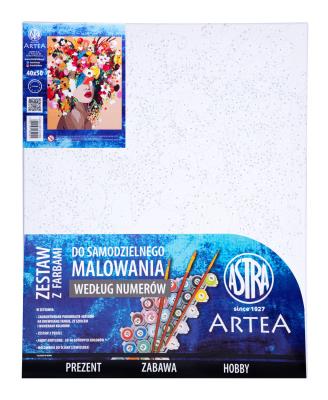 Malowanie po numerach Astra Artea Portret w kwiatach. Wydawca: ASTRA art-pap. SmakLiter.pl Opakowanie Malowanie po numerach Astra Artea Portret w kwiatach