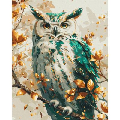 Opakowanie Malowanie po numerach BRUSHME 40x50 cm Gold Szmaragdowa Sowa