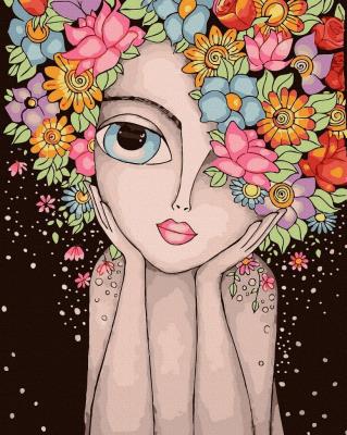 Opakowanie Malowanie po numerach czarne płótno - Dziewczyna..