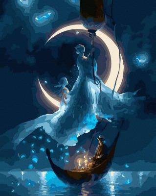 Opakowanie Malowanie po numerach czarne płótno - Księżycowa..