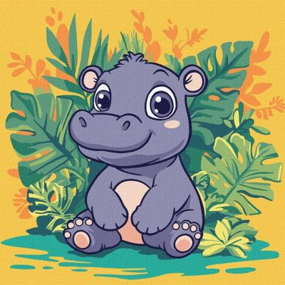 Opakowanie Malowanie po numerach - Hipopotam w tropikach Kids