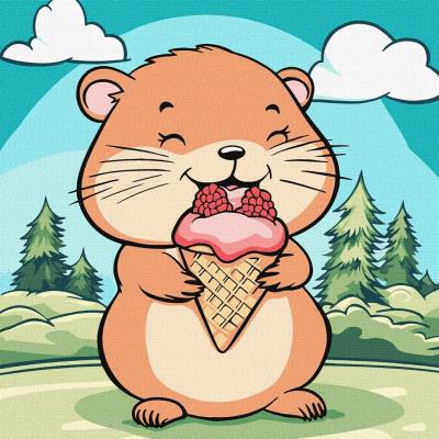 Opakowanie Malowanie po numerach - Lato.Chomik z lodami 25x25