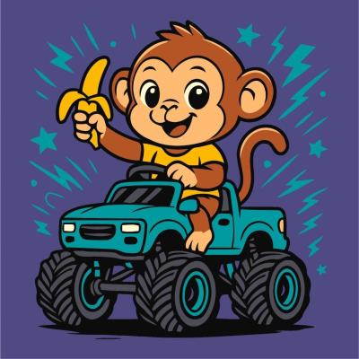 Opakowanie Malowanie po numerach - Małpa w samochodzie Kids