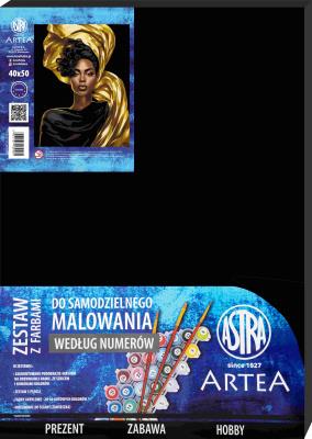 Malowanie po numerach na czarnym płótnie Astra Artea Złota elegancja. Wydawca: ASTRA art-pap. SmakLiter.pl Opakowanie Malowanie po numerach na czarnym płótnie Astra Artea Złota elegancja