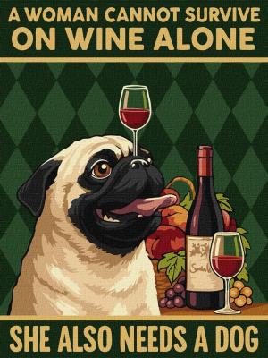 Opakowanie Malowanie po numerach - Plakat. Wino i pies 30x40