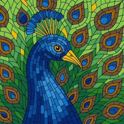 Opakowanie Malowanie po numerach - Witraż. Paw 30x30cm