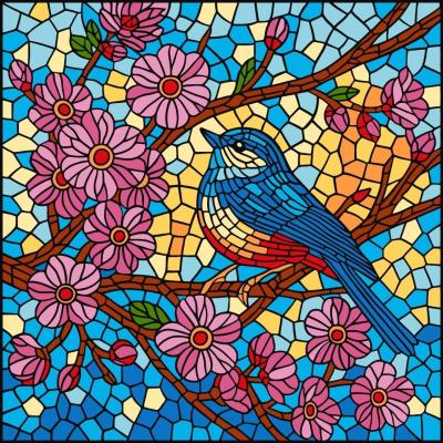 Opakowanie Malowanie po numerach - Witraż. Sikorka 30x30cm