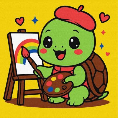 Opakowanie Malowanie po numerach - Żółwik artysta 25x25cm