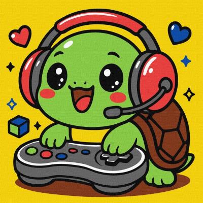 Opakowanie Malowanie po numerach - Żółwik gracz 25x25cm