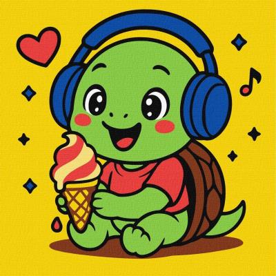 Opakowanie Malowanie po numerach - Żółwik je lody 25x25cm