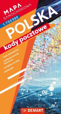 Okładka książki Mapa samochodowa Polski. Kody pocztowe