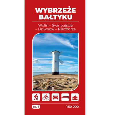 Okładka książki Mapa turystyczna - Wybrzeże Bałtyku cz.1 Wolin...