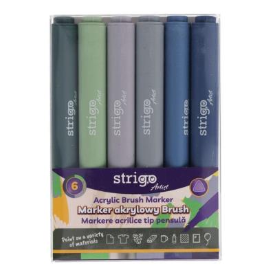 Opakowanie Marker akrylowy Brush 6 kolorów STRIGO