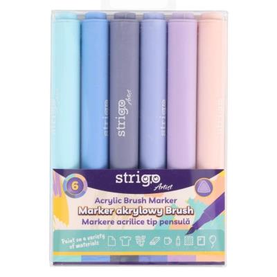 Opakowanie Marker akrylowy Brush 6 kolorów STRIGO