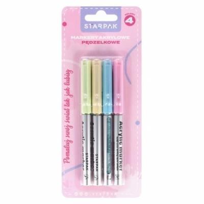 Marker akrylowy w pędzelku pastel 4 kolory. Wydawca: Starpak. SmakLiter.pl Opakowanie Marker akrylowy w pędzelku pastel 4 kolory