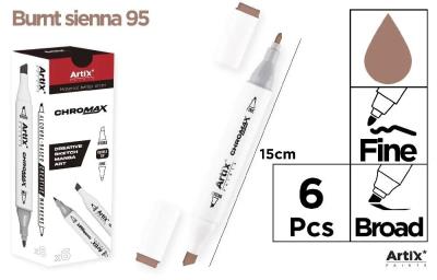 Marker Chromax z 2 końcówk. burnt sienna 95 (6szt). Wydawca: Artix. SmakLiter.pl Opakowanie Marker Chromax z 2 końcówk. burnt sienna 95 (6szt)