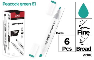 Opakowanie Marker Chromax z 2 końcówk peacock green 61 (6szt)