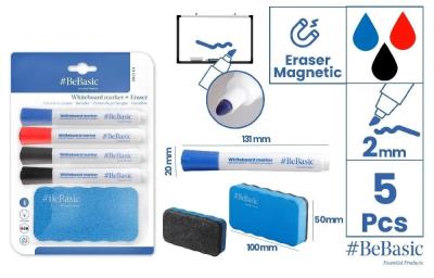 Marker do tablic 4szt z gąbką. Wydawca: BeBasic. SmakLiter.pl Opakowanie Marker do tablic 4szt z gąbką